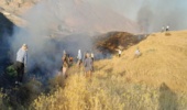 مهار حریق توسط نیروهای یگان حفاظت منابع طبیعی و مردم محلی در روستای جابر