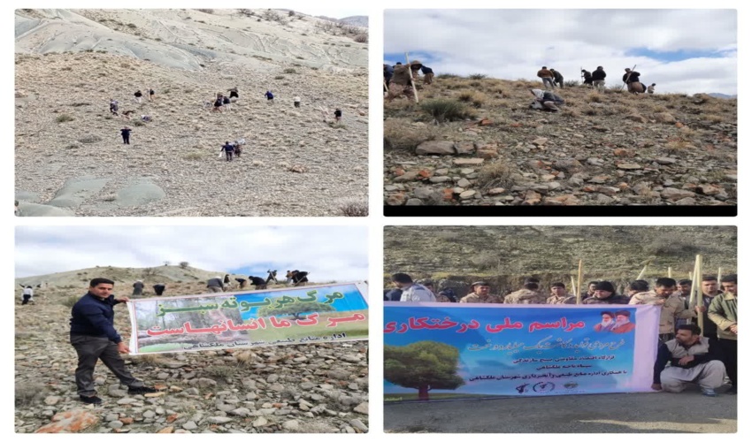 پویش کاشت درخت توسط سپاه ناحیه در راستای اجرای طرح مردمی کاشت یک میلیارد درخت